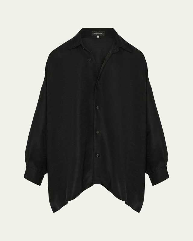 Wide A-Line Shirt With Collar (Mid Plus)